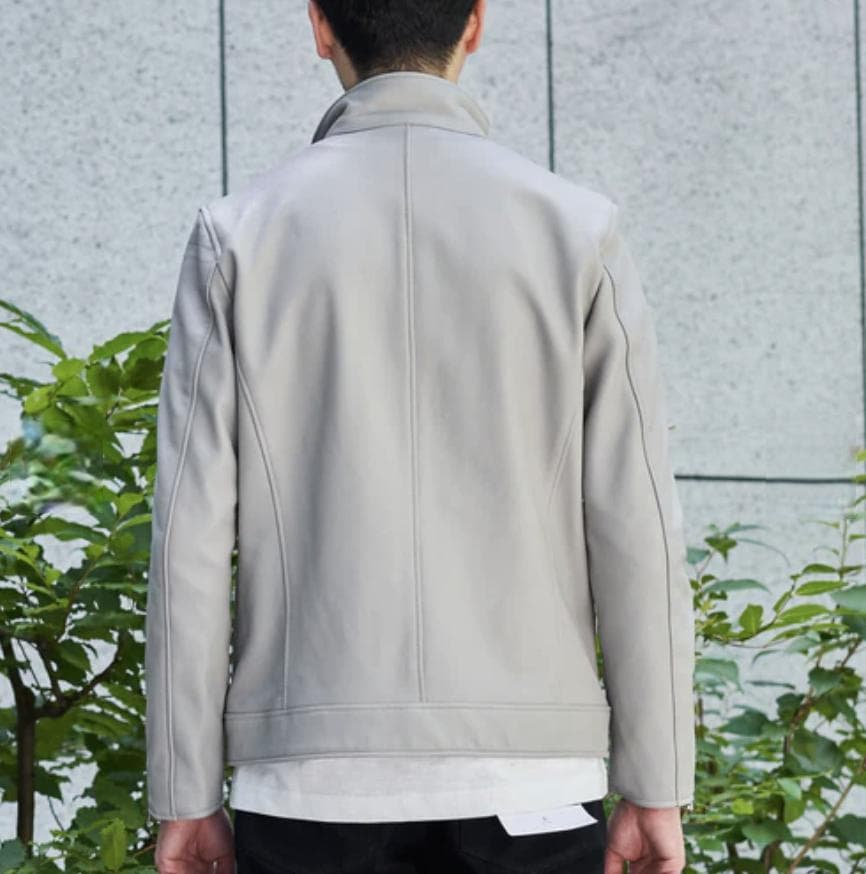 【TETE HOMME】ラムレザーシングルライダースジャケット　レザーブルゾン