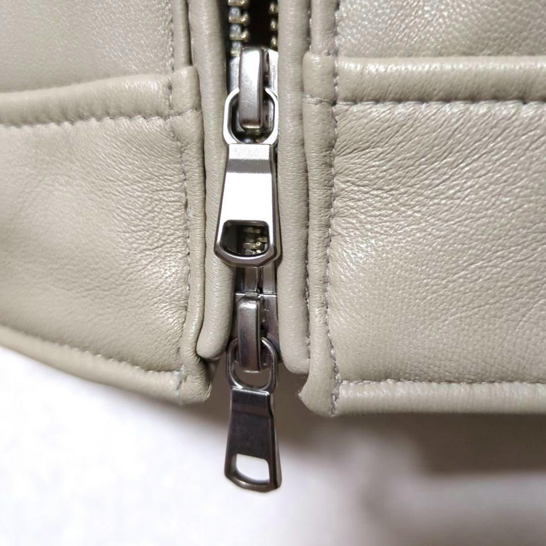 【TETE HOMME】ラムレザーシングルライダースジャケット　レザーブルゾン