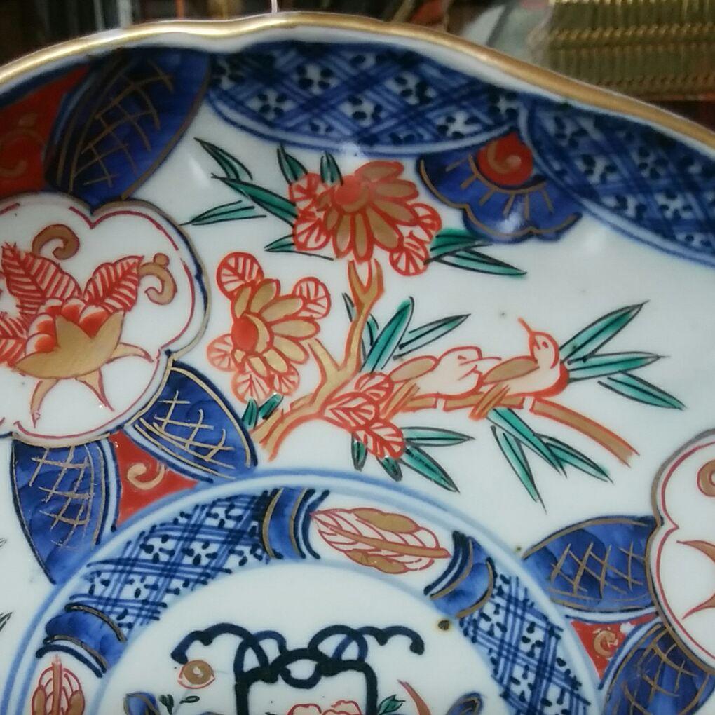 146 古伊万里　豪華絢爛　染錦手　花籠