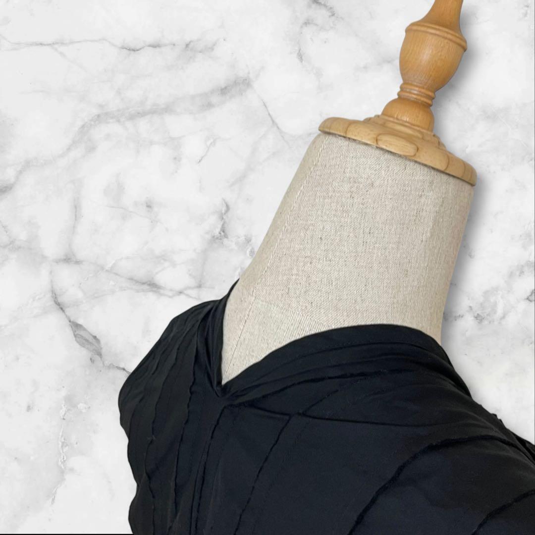 美品トリココムデギャルソン フリル ノースリーブ ブラウス タックプリーツ 短丈