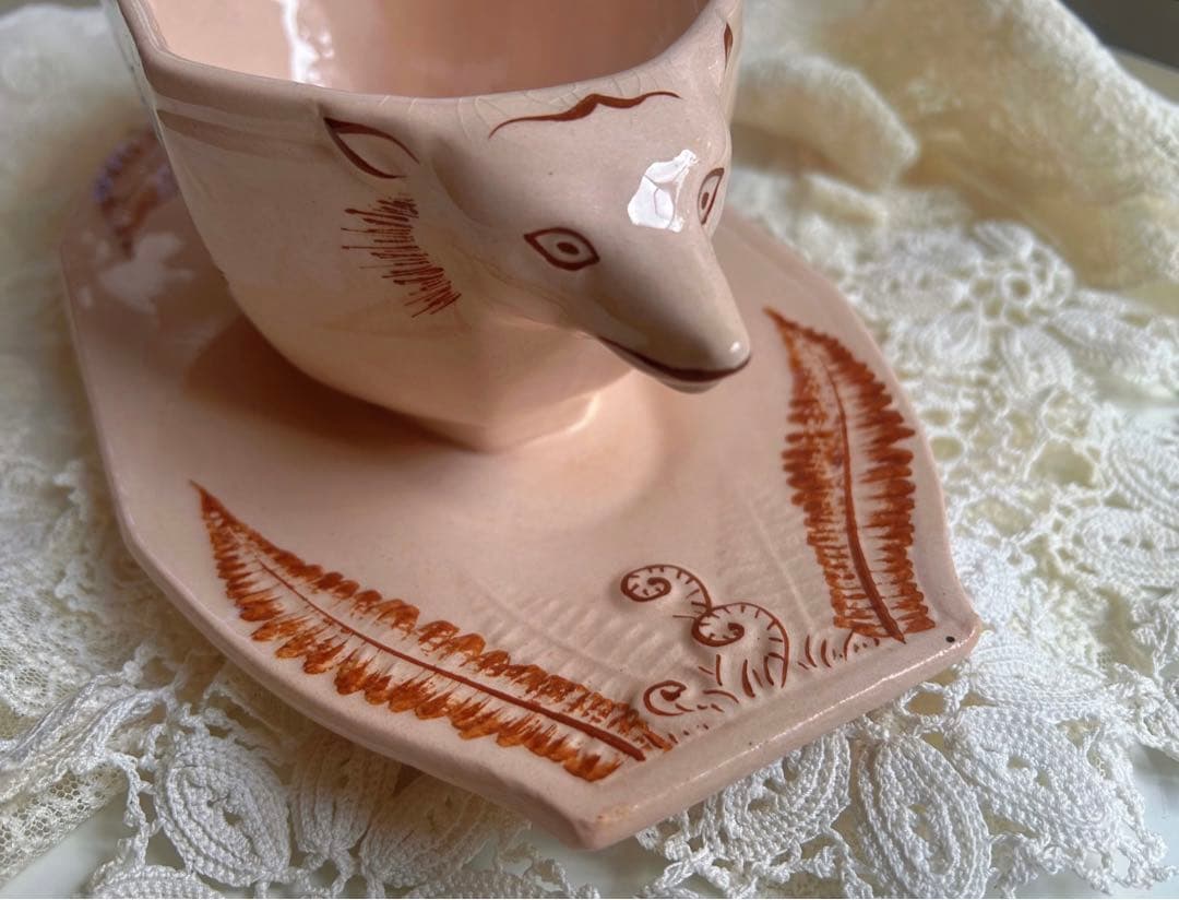 ⭐️フランスアンティーク LONGWY古い陶器のソーシエール ベビーピンク 美品