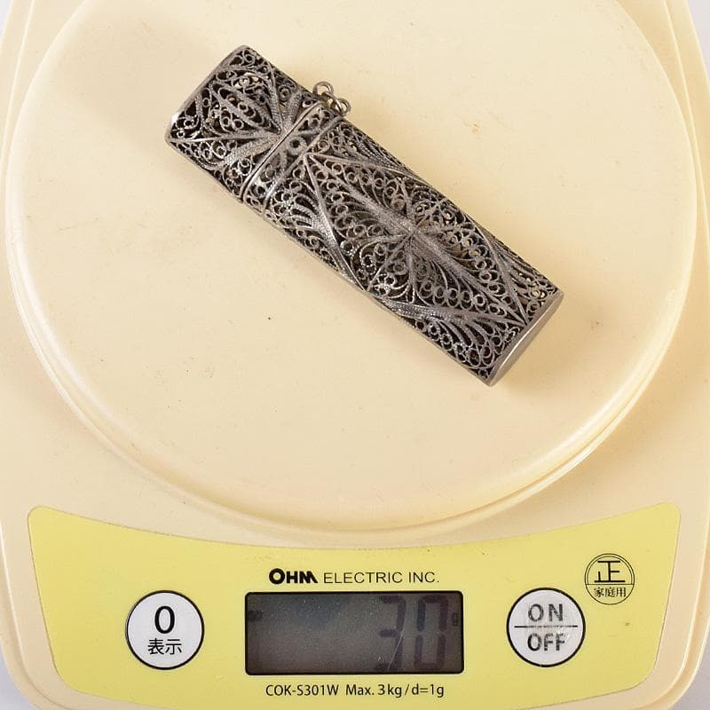 アンティーク　銀線細工　香入　ケース　約30g　C　R7761