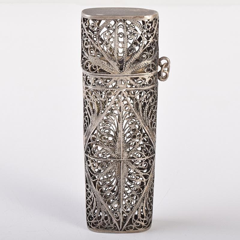 アンティーク　銀線細工　香入　ケース　約30g　C　R7761