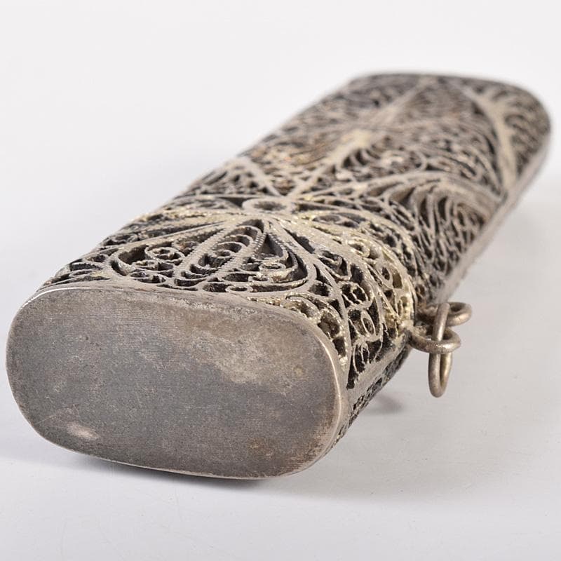 アンティーク　銀線細工　香入　ケース　約30g　C　R7761