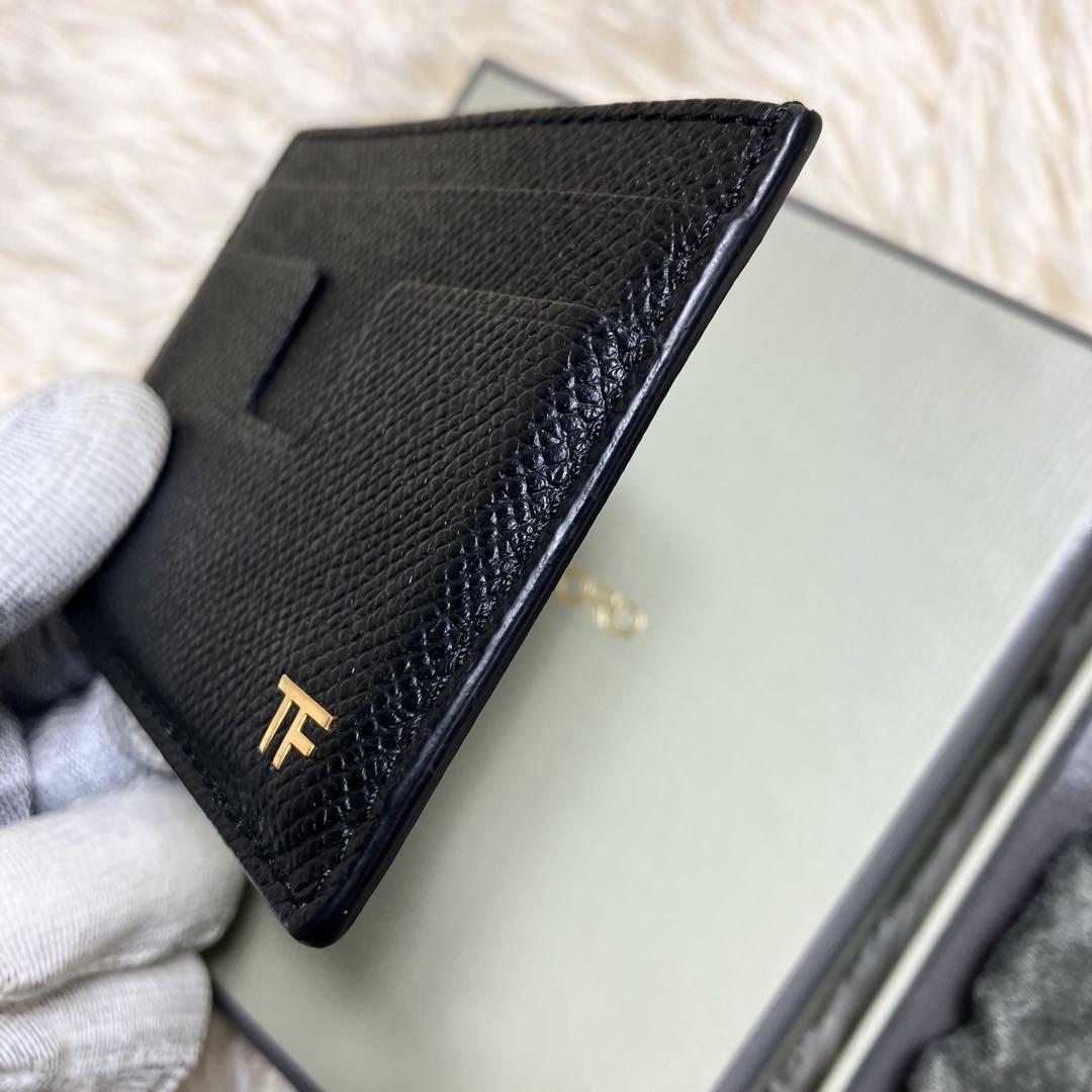 【美品】トムフォード カードケース レザーブラック ゴールドメタル 箱付き