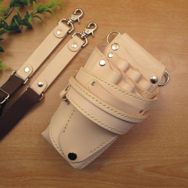 ☆特別価格☆　ヌメ革ナチュラル　６丁差し　 シザーケース　SCY-158/NA4