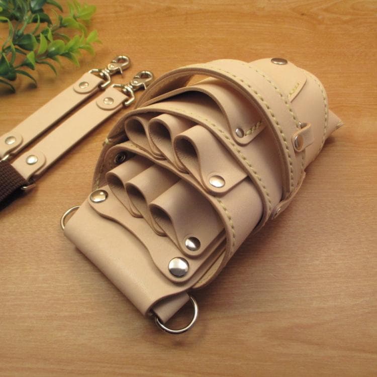 ☆特別価格☆　ヌメ革ナチュラル　６丁差し　 シザーケース　SCY-158/NA4