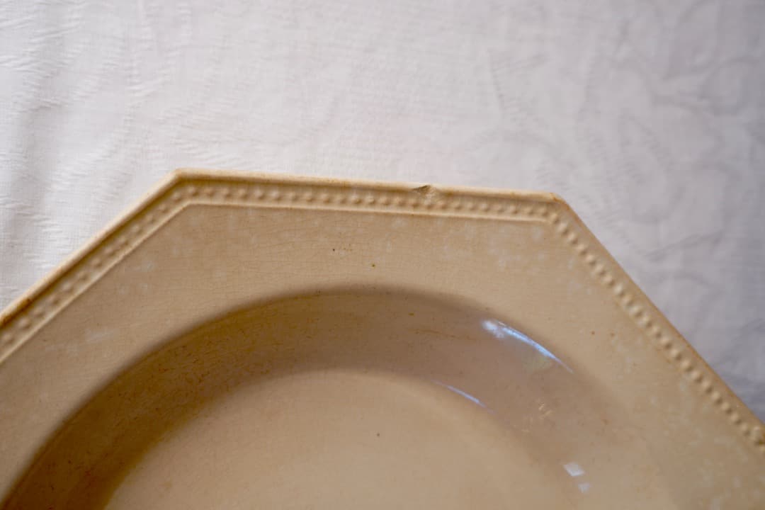 フランス アンティーク クレイユモントロー オクトゴナルプレート 陶器 深皿③