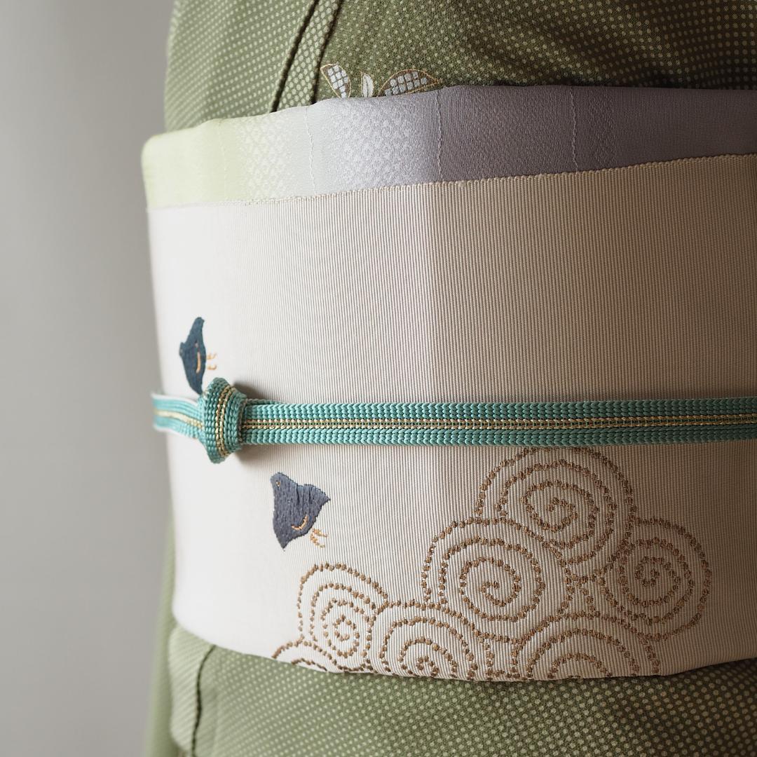 【帯】【名古屋帯】雲林綴 祥園 八寸帯 かがり帯 千鳥 No.9