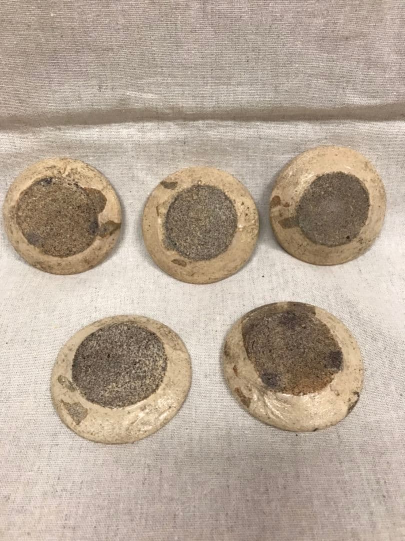 瀬戸の豆皿(石皿) 仔犬 ５枚組 (B)