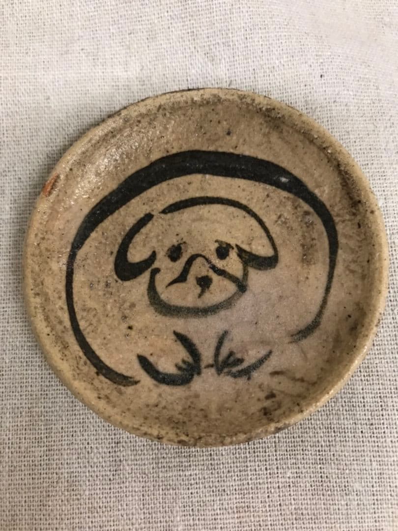 瀬戸の豆皿(石皿) 仔犬 ５枚組 (B)