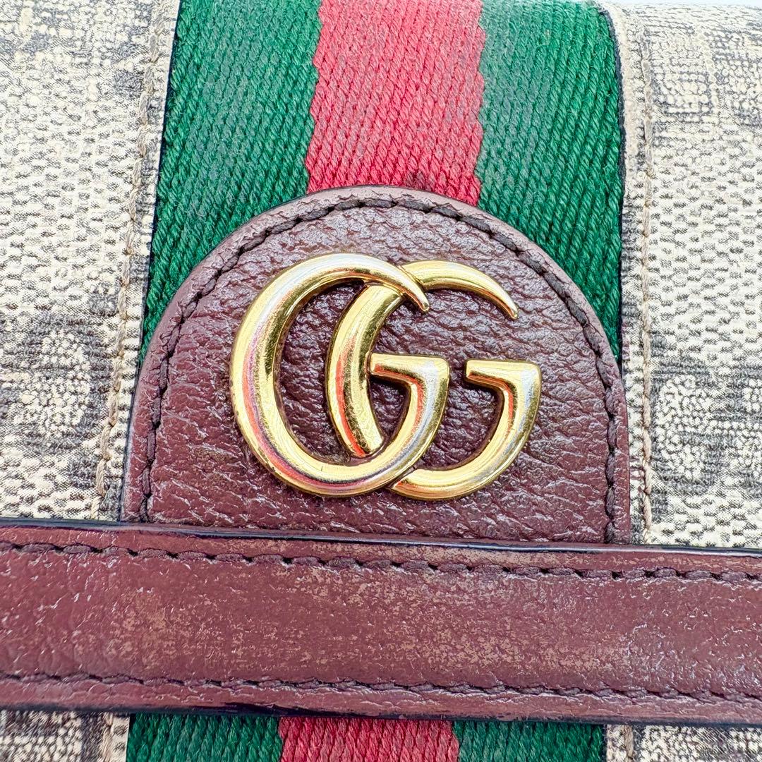 GUCCI　三つ折り財布　PVC　コンパクト　GGマーモント　シェリーライン