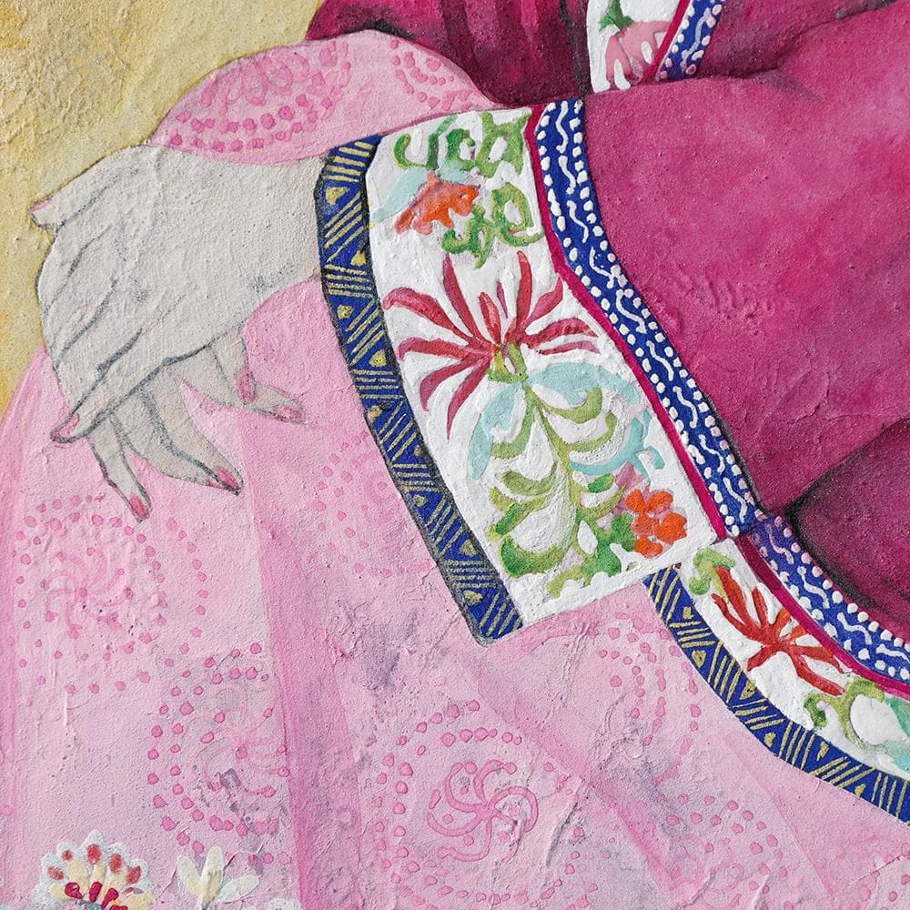 石坂恵子 油彩 直筆サイン 想い 女性の肖像画 日本画 共シール F4号 幻