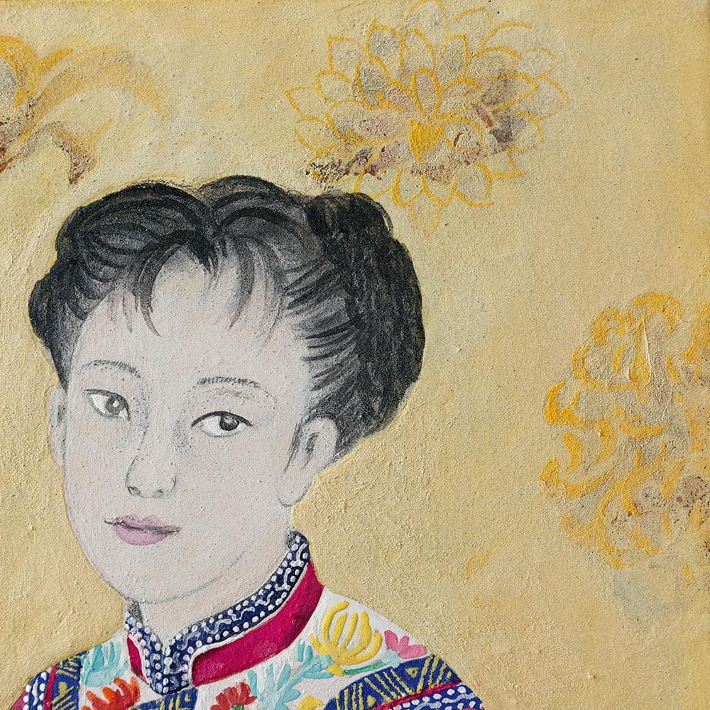 石坂恵子 油彩 直筆サイン 想い 女性の肖像画 日本画 共シール F4号 幻