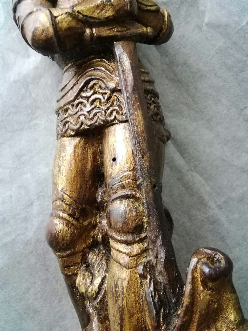 逸品　聖ジョージの竜退治　木彫金彩色聖人像　スペイン　19世紀　キリスト