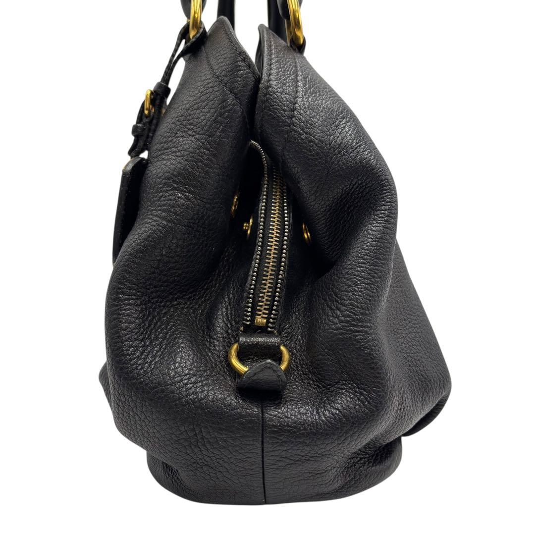 【美品】プラダ PRADAトートバッグ ハンドバッグ レザー ブラック
