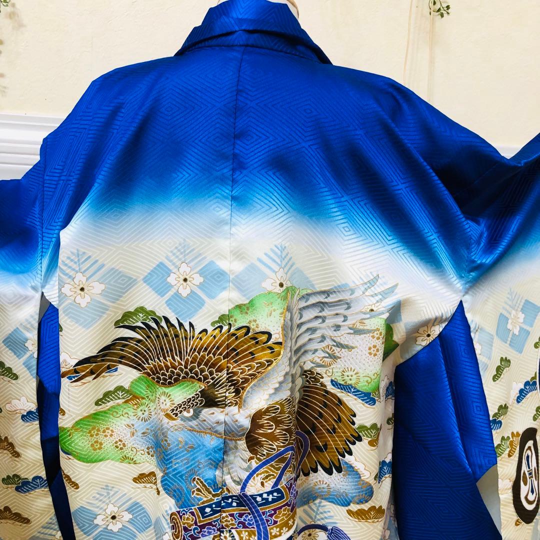 七五三 五歳‼️豪華Blue系鷹巻物金彩煌びやか❤️完全フルセット‼️家から揃える無し