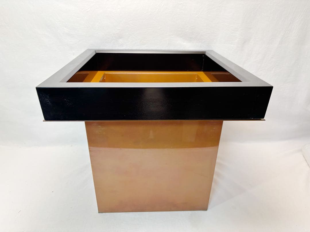 美品 茶道具 銅製 炉壇 利休炉壇 黒真塗 炉縁 2点セット 茶道 囲炉裏 紙箱