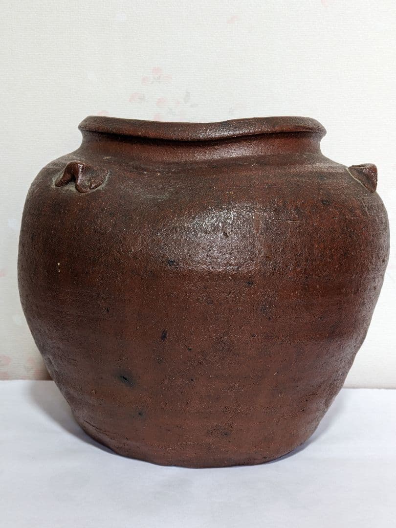 ♦江戸時代 古備前 蹲 三耳壺 焼締め！遺品少数 置物 飾り 花器 花活け骨董品