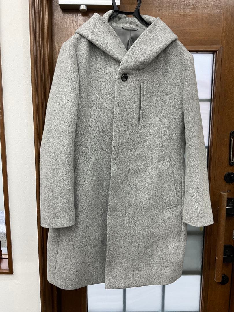 【美品】EPOCA UOMO エポカウォモ フーデッドコート ウール グレー