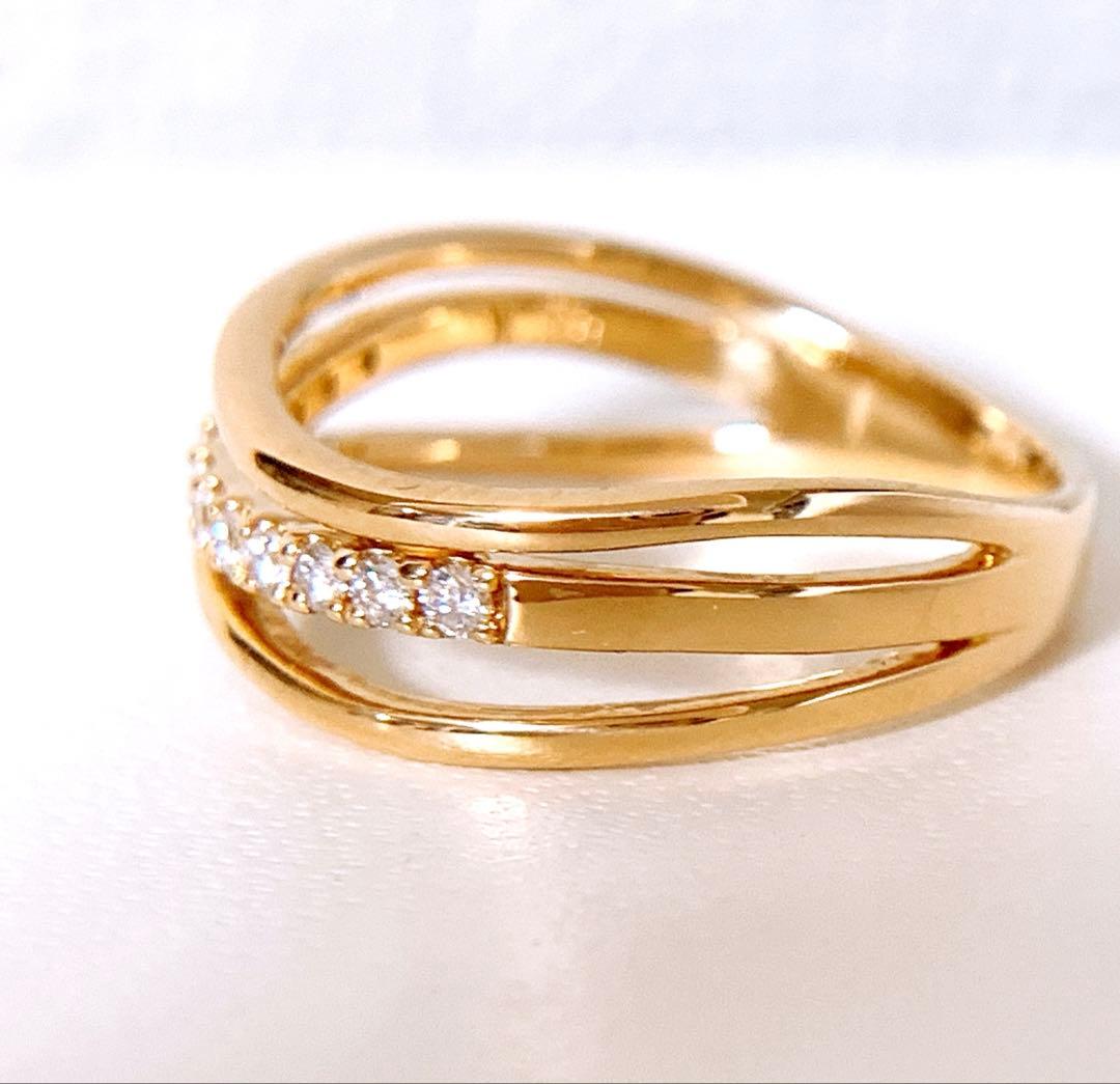 現行品❣️15号❗️美品✨ヴァンドーム青山　k18YG 3連風ダイヤリング