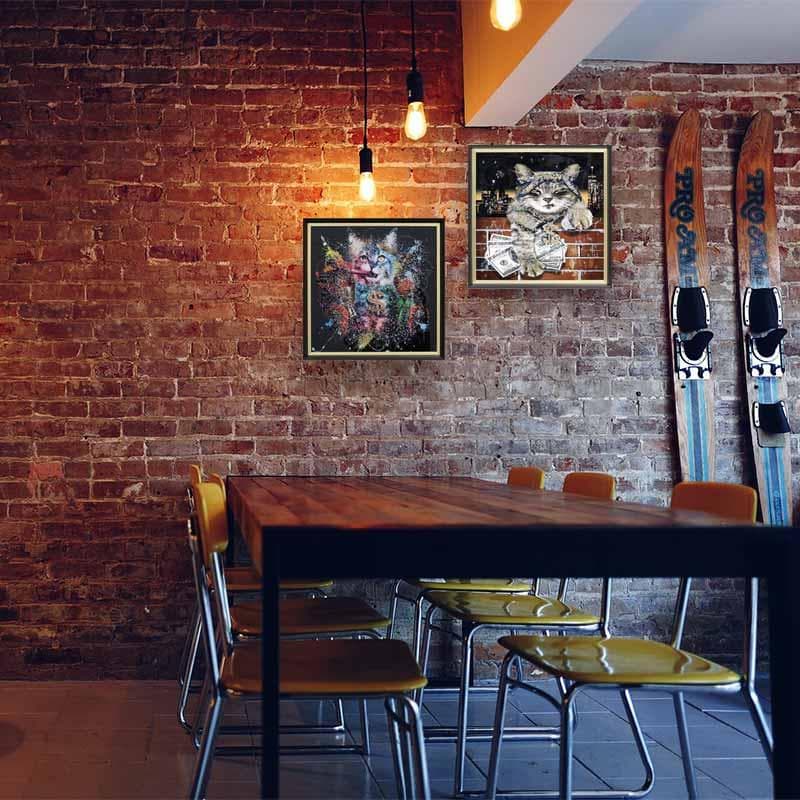 アートフレーム ファンキーキャット/猫 絵画 クリスタルピクチャー