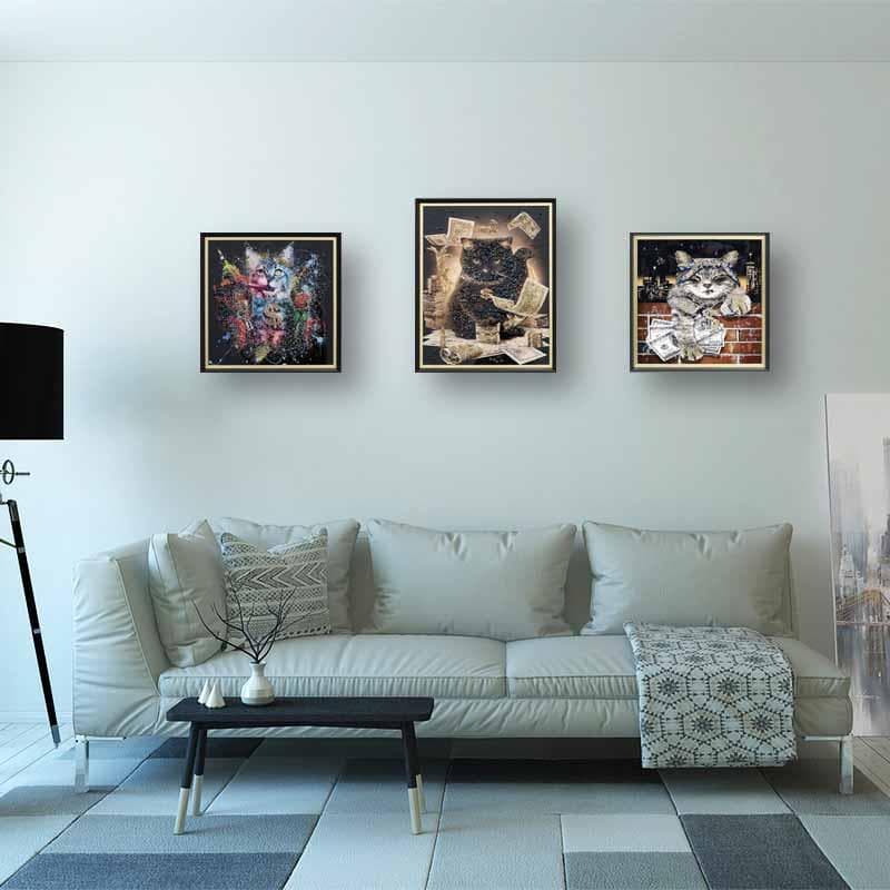 アートフレーム ファンキーキャット/猫 絵画 クリスタルピクチャー