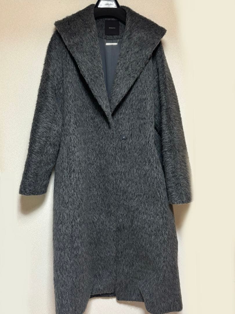 anuans アルパカウールショールカラーコート