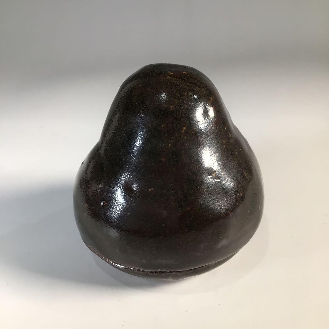 Ｍ４９１　香合　『陶製』『大野鈍阿造』『達磨香合』　共箱　茶道具