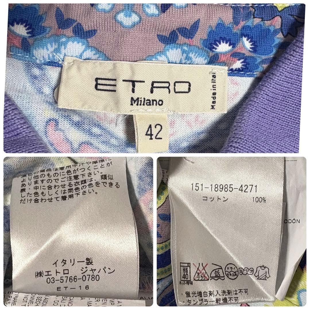 ETRO エトロ　ペイズリー 柄 ポロシャツ 総柄 大きいサイズ　青　42