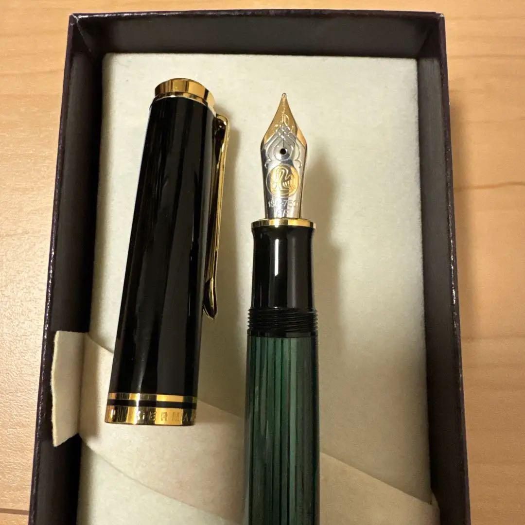 Pelikan M800緑縞18C-750 EF(極細) ペリカン　スーベレーン