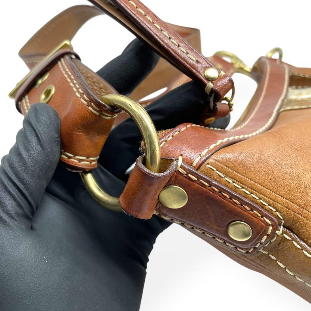 美品　COACH コーチ ショルダーバッグ パッチワーク ミニシグネチャー