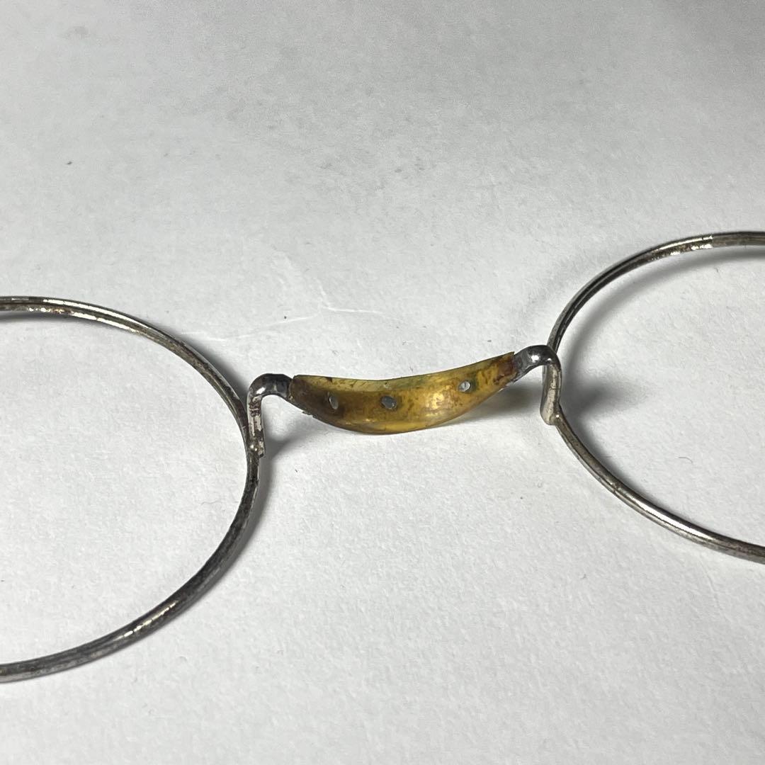 1860s フレンチアンティーク メタル 丸眼鏡 イタリア スカルテンプル 一山