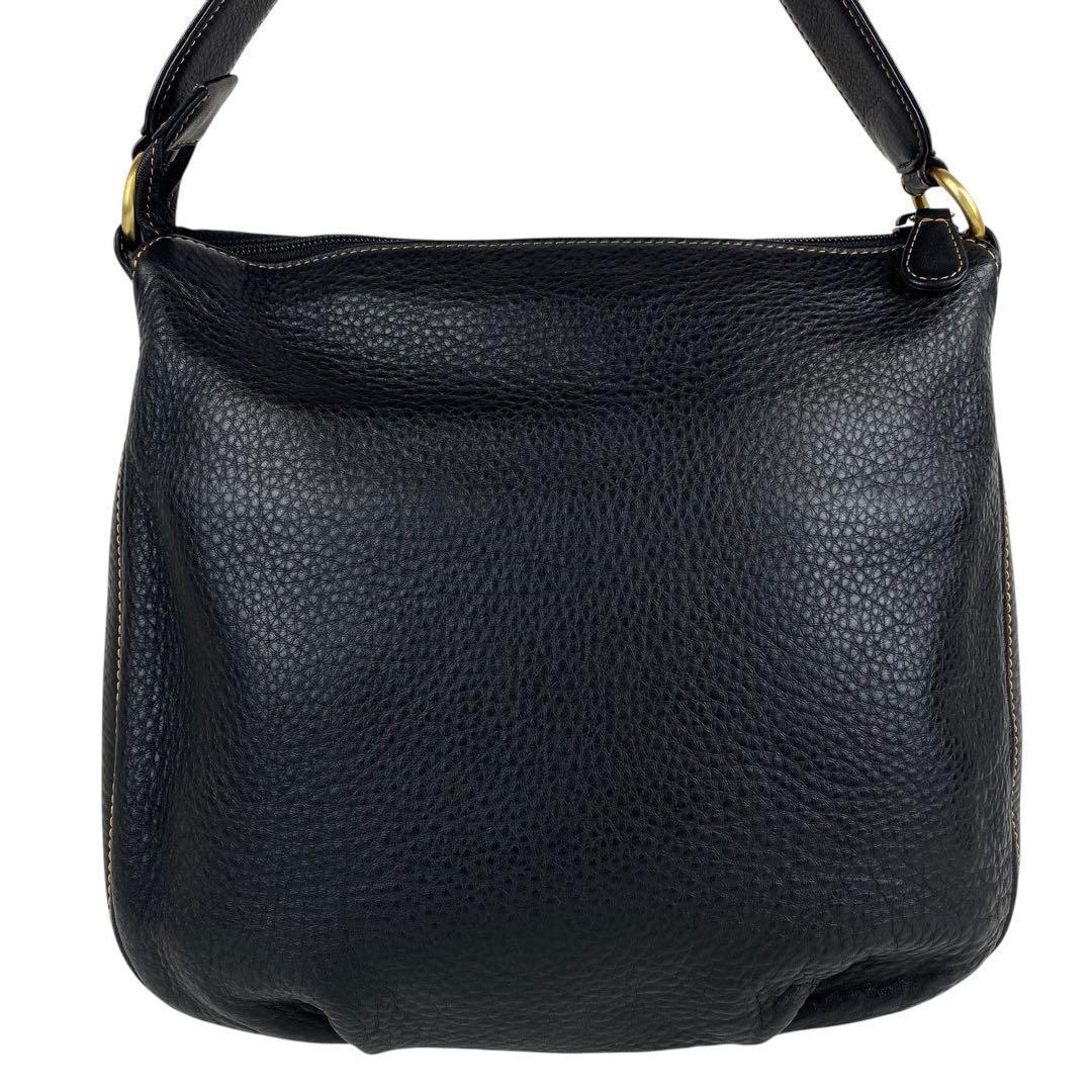 Kitamura キタムラ ショルダーバッグ オールレザー シボ革 Kマーク 黒