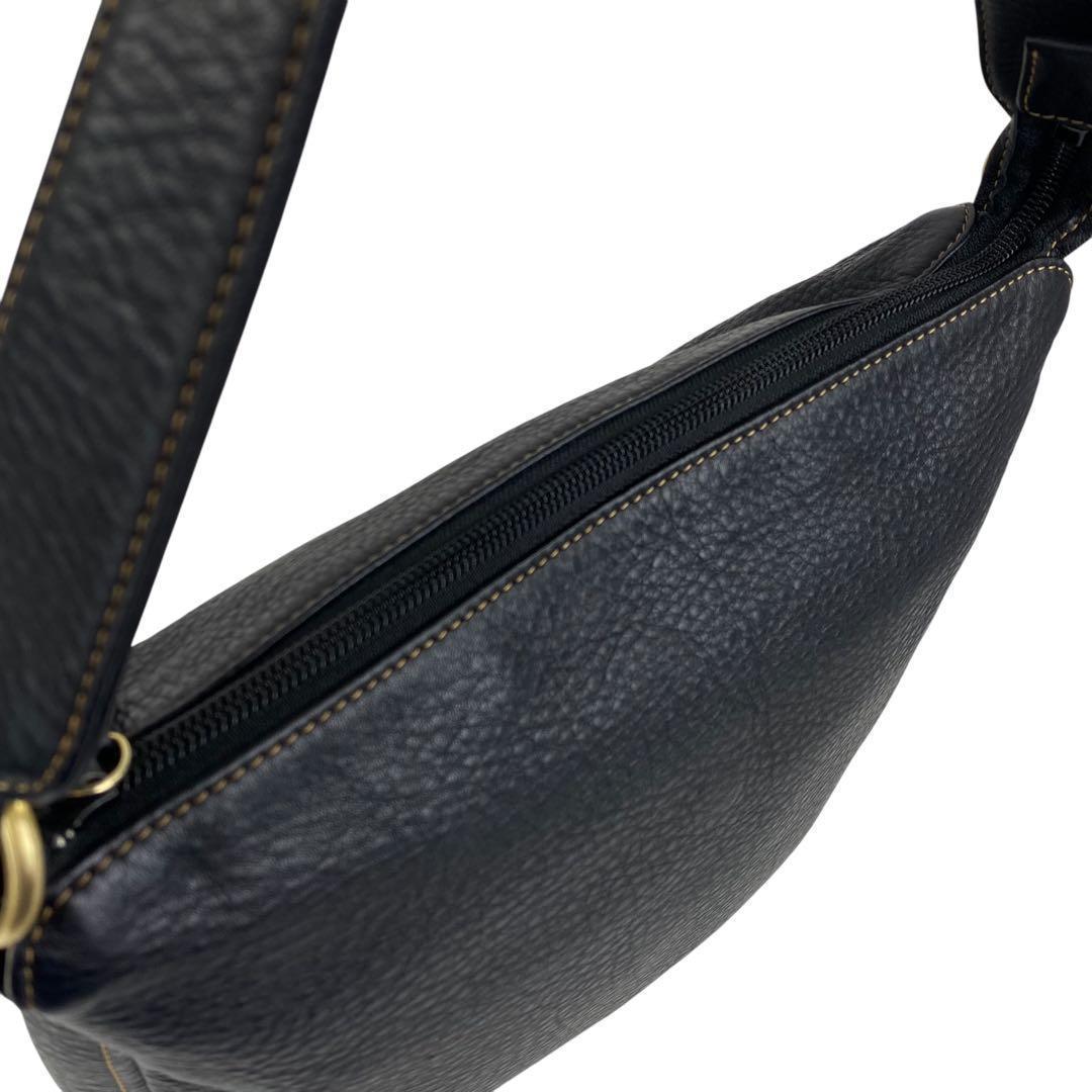 Kitamura キタムラ ショルダーバッグ オールレザー シボ革 Kマーク 黒