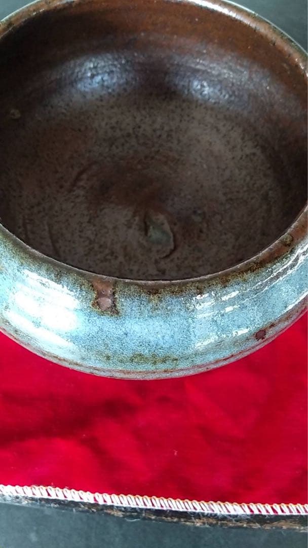 李朝　会寧　国焼　韓国美術　朝鮮美術　海鼠釉　茶道具　煎茶器　小壷