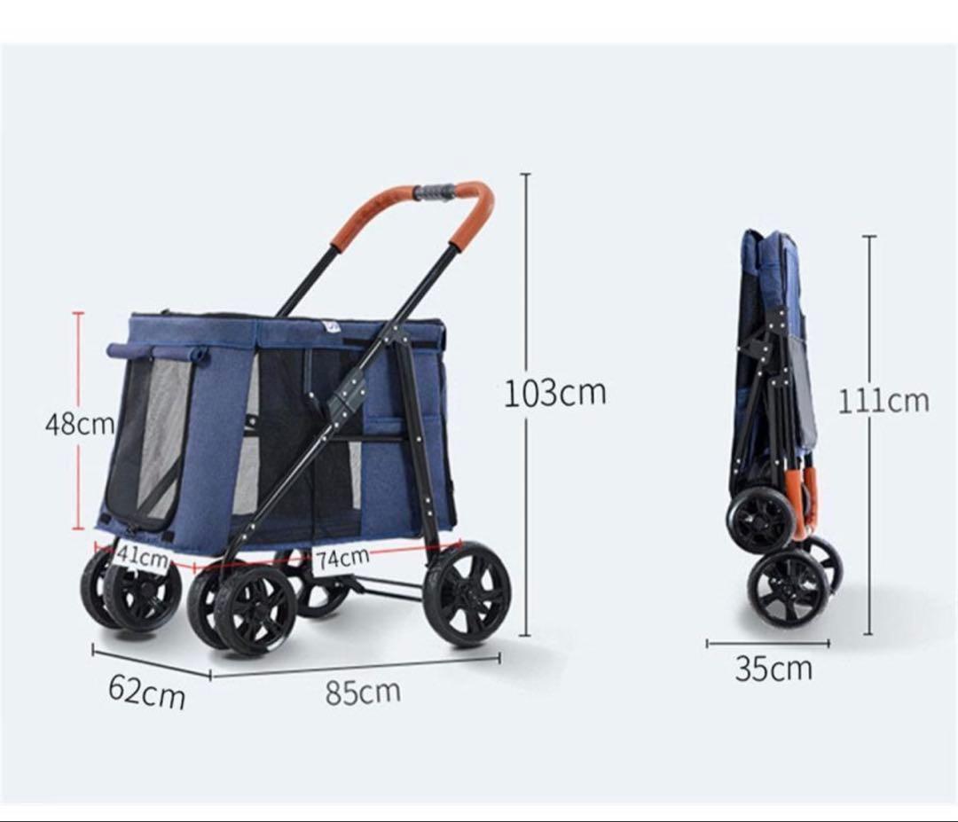 ワンタッチ　折りたたみペットカート グレー