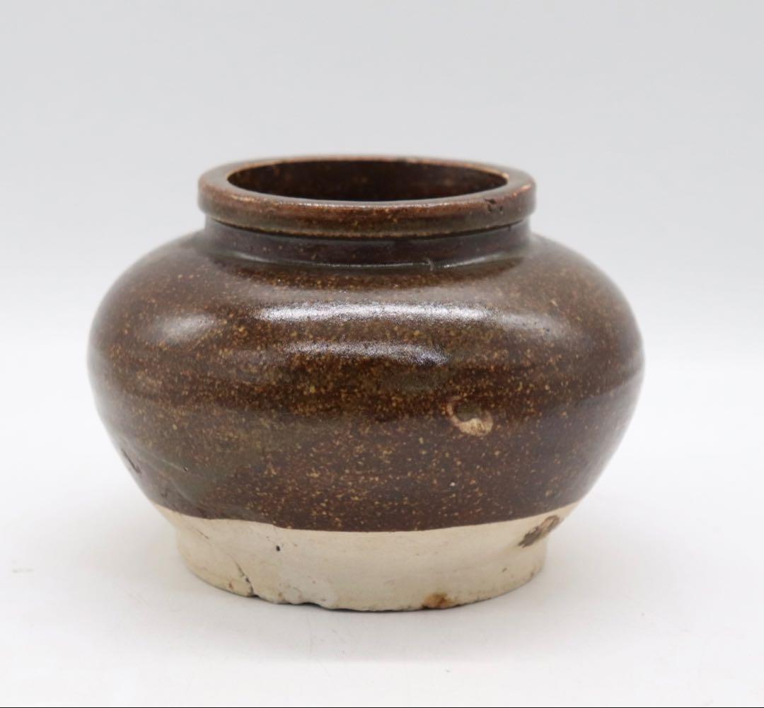 中国　明時代　醬釉壺　アンティーク　送料込み250828