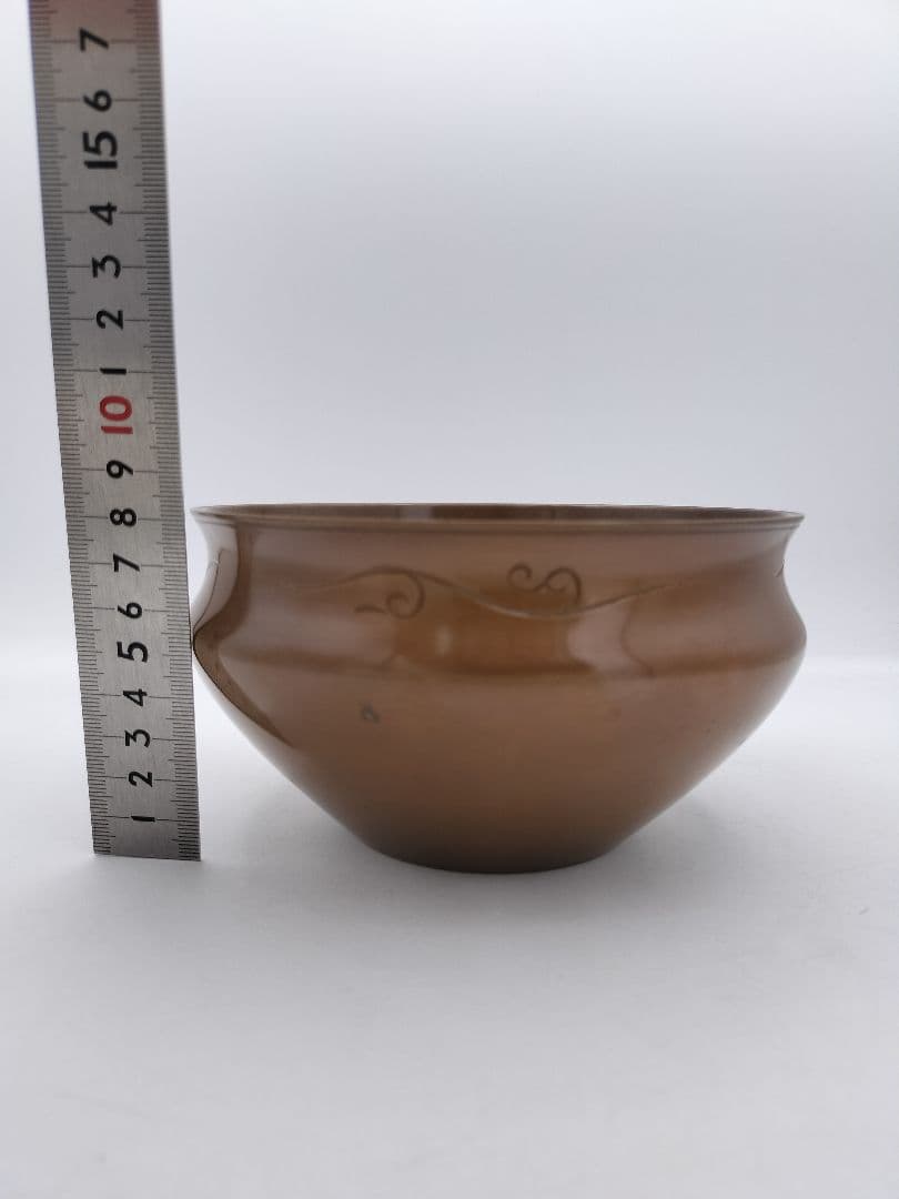 c174 建水 唐銅 唐草彫 藤井宗喜 鵬雲斉好写 木箱 茶道具 古物