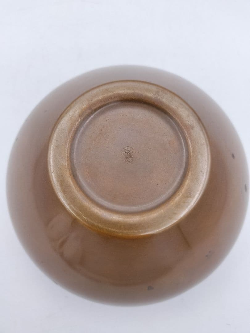 c174 建水 唐銅 唐草彫 藤井宗喜 鵬雲斉好写 木箱 茶道具 古物