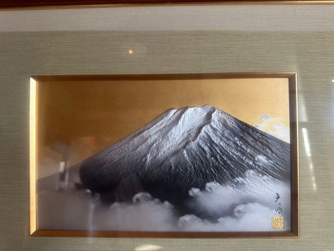 富士山 日本画 金色のフレーム