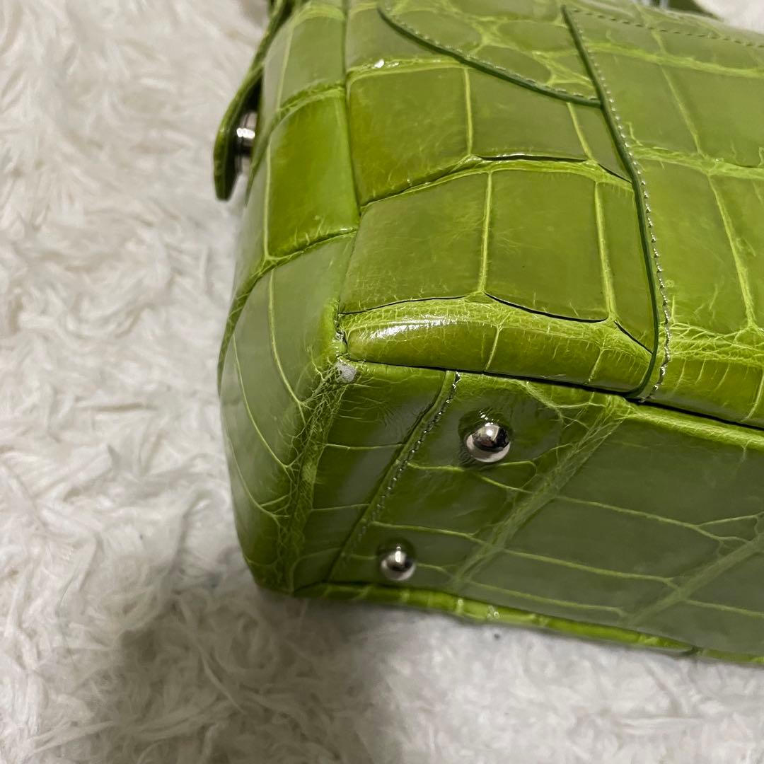 極美品/希少色　JRA認証　リアルクロコダイル　2wayショルダーバッグ　緑