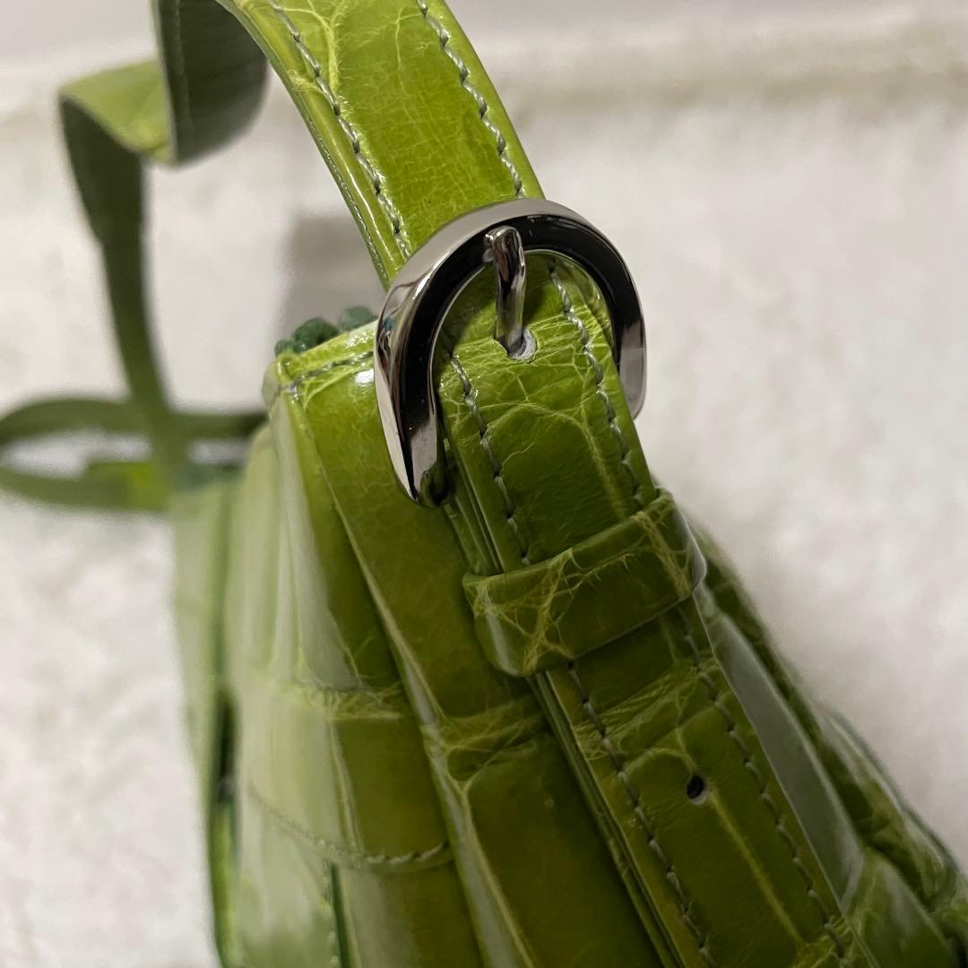 極美品/希少色　JRA認証　リアルクロコダイル　2wayショルダーバッグ　緑