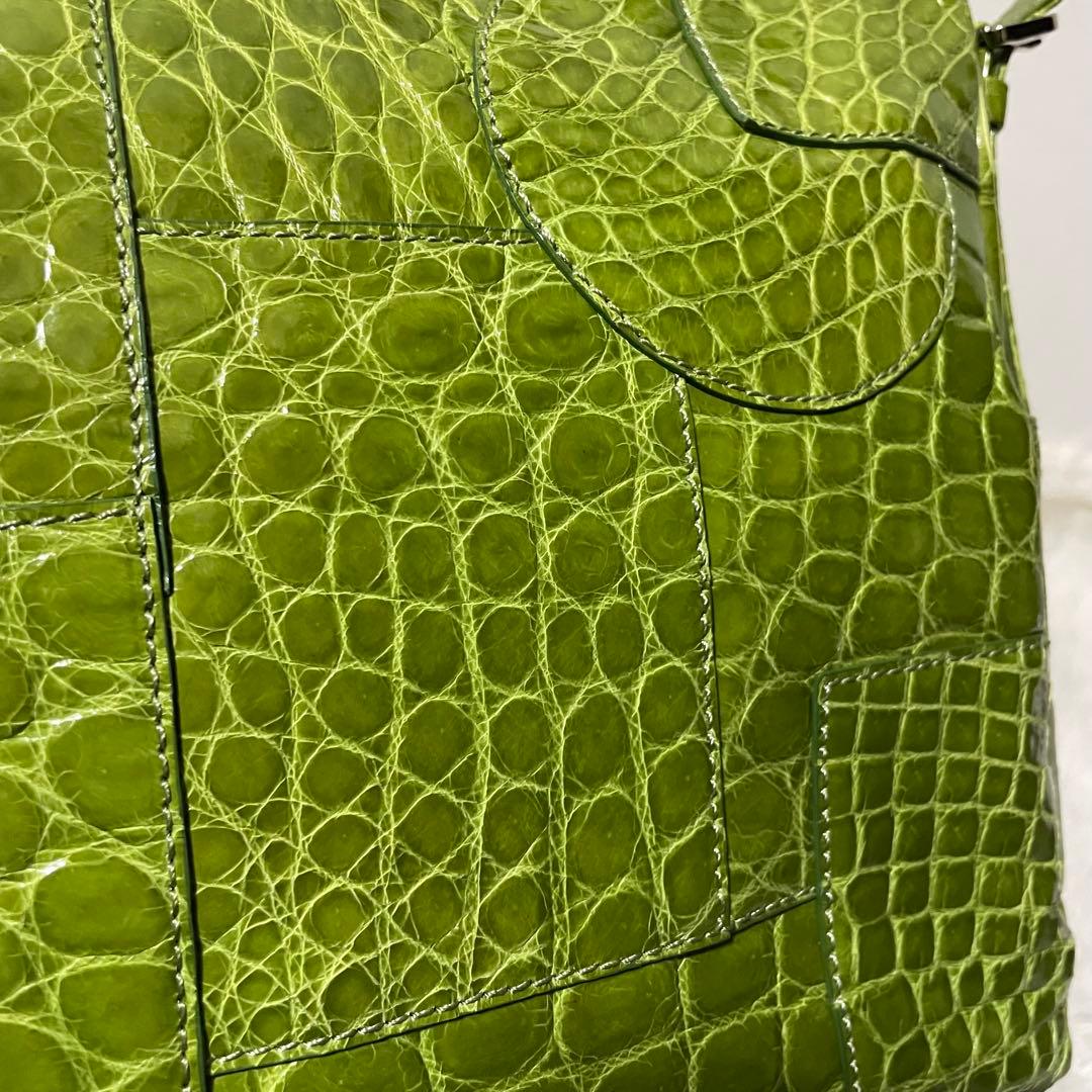 極美品/希少色　JRA認証　リアルクロコダイル　2wayショルダーバッグ　緑