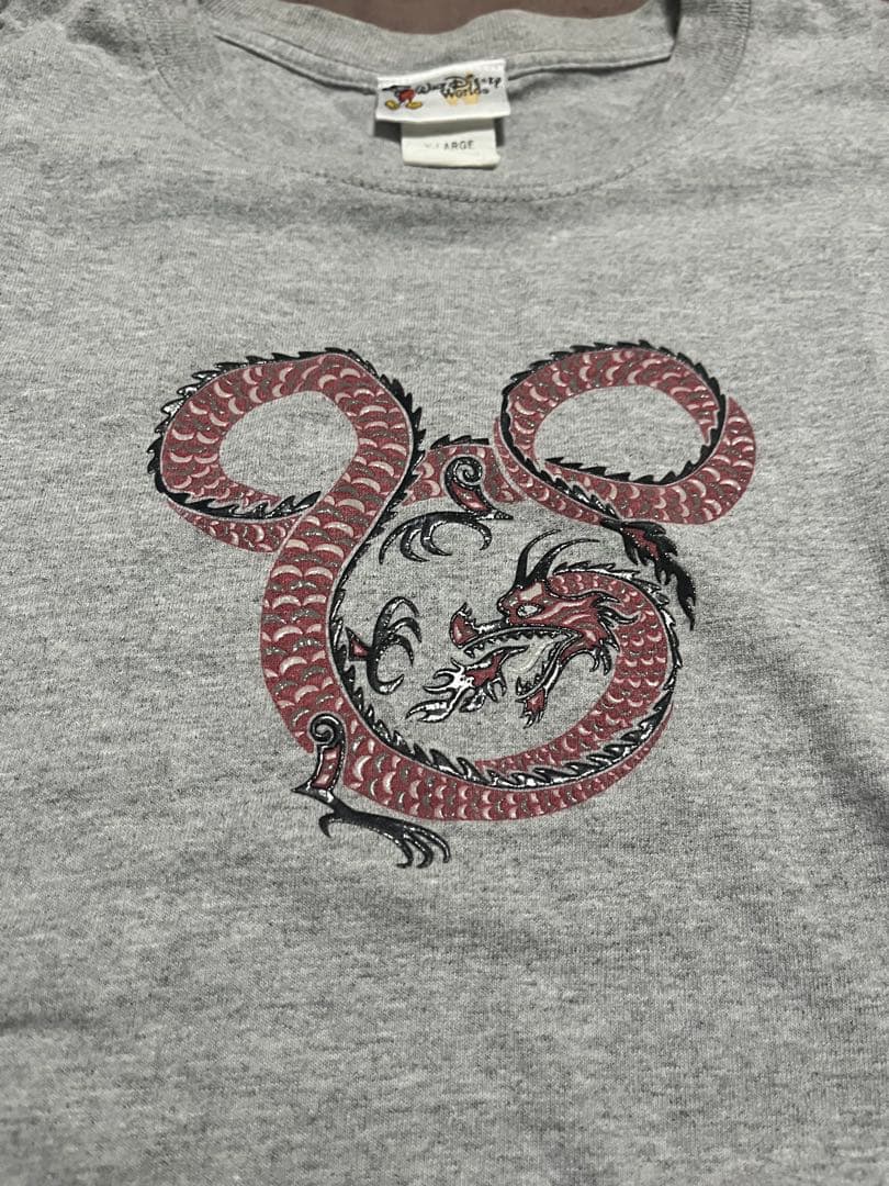j*i様 90s〜 【Disney】 ドラゴン 龍 ミッキー Tシャツ xl