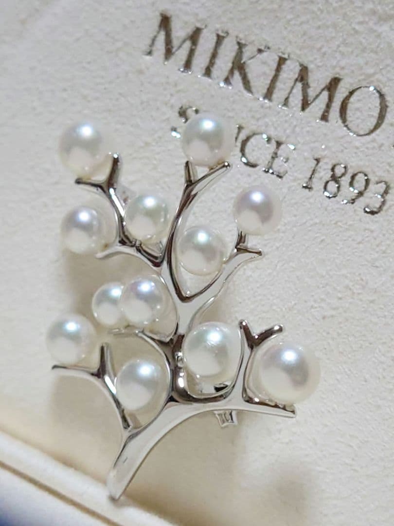 MIKIMOTO 幸福の木ブローチ　SILVER　アコヤ真珠付き