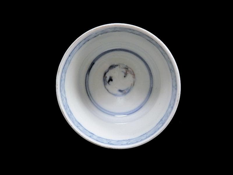 古伊万里　金襴手　双魚に花唐草の図　蕎麦猪口　E221AS-CAh