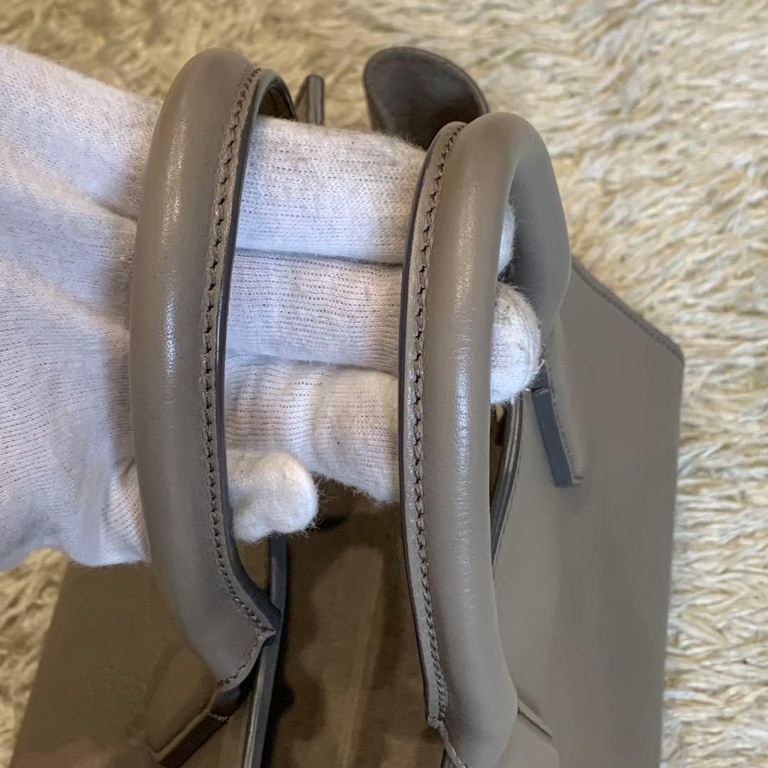 美品✨HIROFU ランポ ハンドバッグ レザー ロゴ刻印 グレー