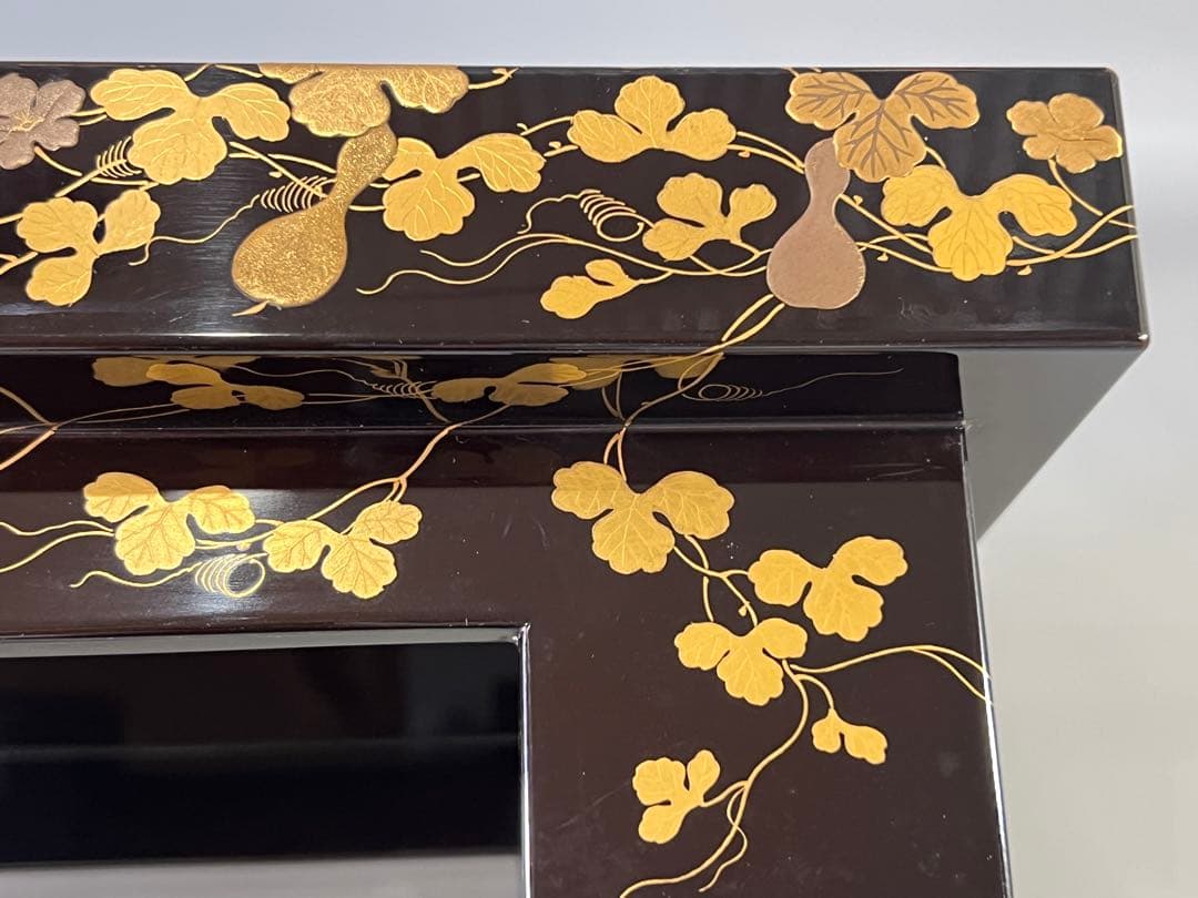 DT731 瓢箪纏蒔絵 四方盆 美品