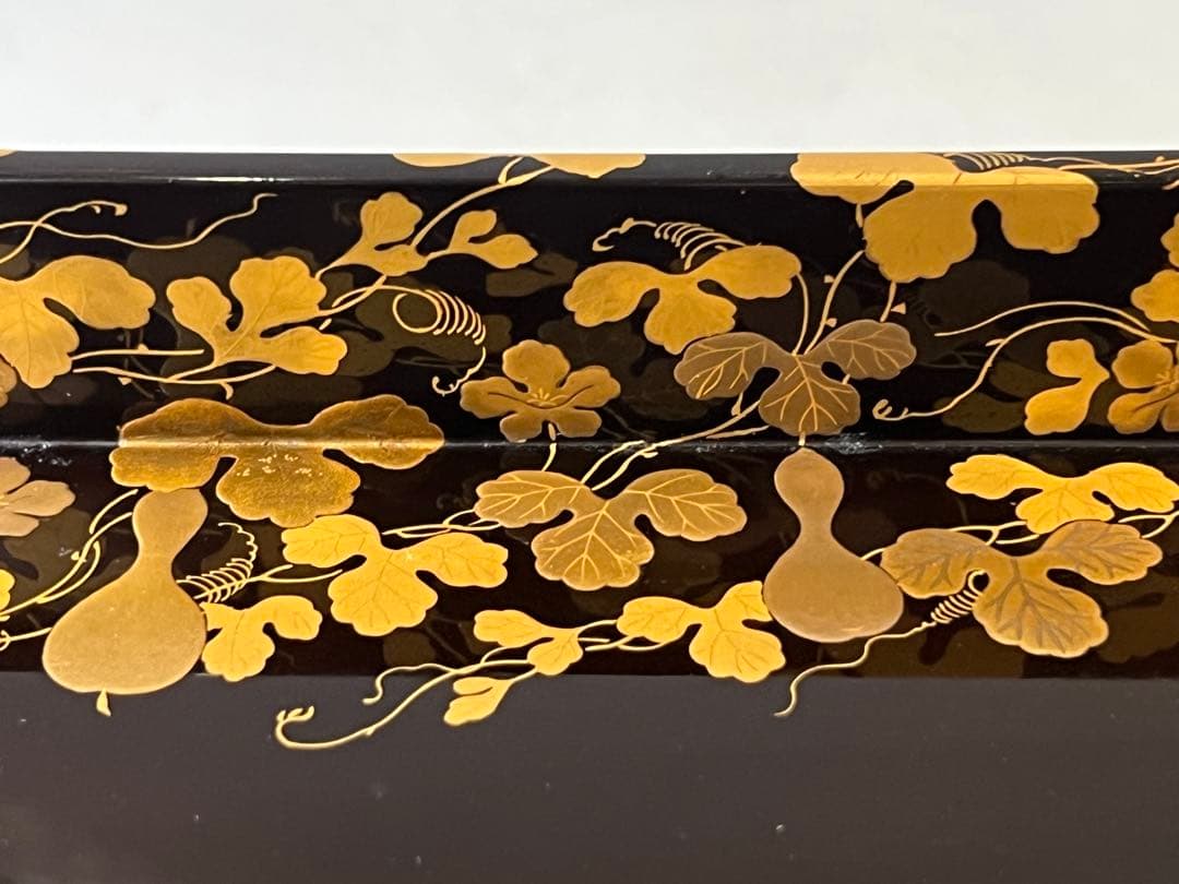 DT731 瓢箪纏蒔絵 四方盆 美品